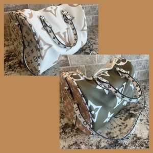 LOUIS VUITTON Monogram Giant Speedy Bandouliere 30 in Kaki and Creme.